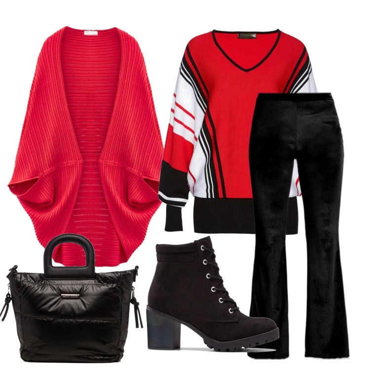 Outfit donna - Total look #1480001. Stile Casual per Tutti i giorni. Abbinamento con stivaletti, maglieria, cappotti, pantaloni, borse a mano.