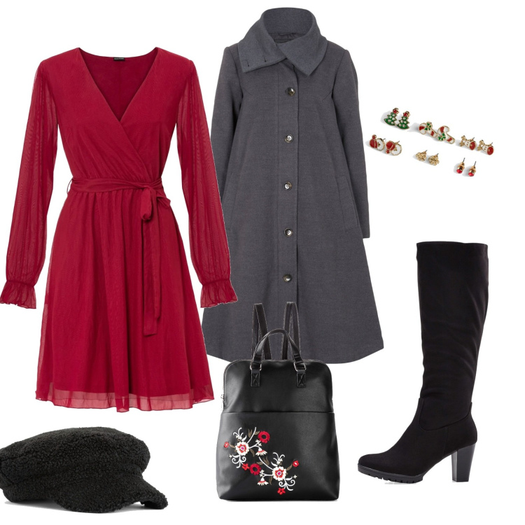 Outfit donna - All I want for Christmas (veg ok). Stile Romantica per Tutti i giorni. Abbinamento con stivali, vestiti, cappotti, zaini, orecchini, cappelli con visiera.