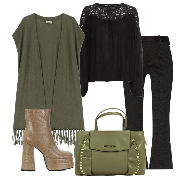Outfit donna - Curvy style - le frange di tendenza. Stile Trendy per Tutti i giorni. Abbinamento con tuniche, pantaloni, stivaletti, borse a mano, gilet.