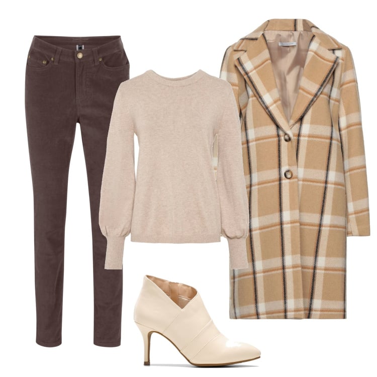 Outfit donna - Total look #1480732. Stile Glamour per Tutti i giorni. Abbinamento con cappotti, maglieria, pantaloni skinny, stivaletti.