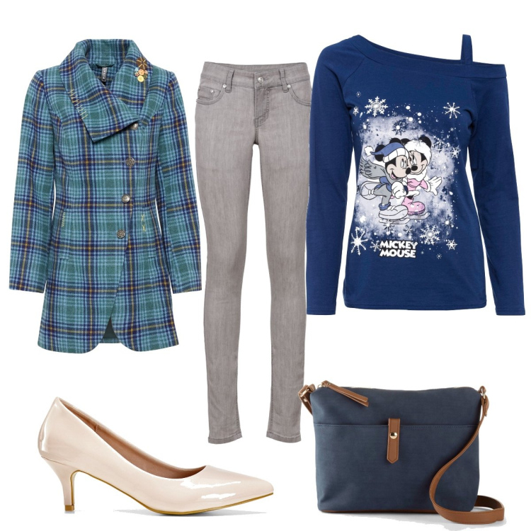 Outfit donna - Bon prix : Natale casual chic. Stile Casual chic per Tutti i giorni. Abbinamento con jeans skinny, maglieria, cappotti, borse a tracolla, décolleté.