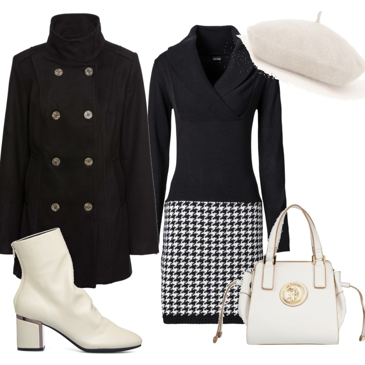 Outfit donna - Total look #1482812. Stile Vintage retrò per Tutti i giorni. Abbinamento con vestiti, caban, borse a mano, cappelli, stivaletti.