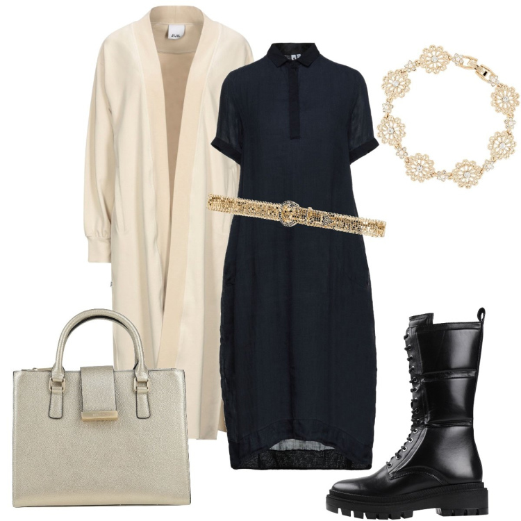 Outfit donna - Il vestito che usi anche d’inverno. Stile Trendy per Serata fuori. Abbinamento con stivali, vestiti midi/longuette, cardigans, borse a mano, cinture, braccialetti.