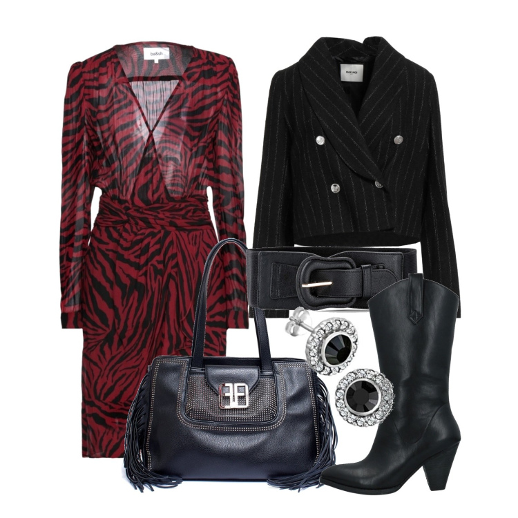 Outfit donna - Ghost outfitter - vado al massimo. Stile Trendy per Tutti i giorni. Abbinamento con cinture, vestiti corti, blazer, stivaletti texani, borse a mano, orecchini.