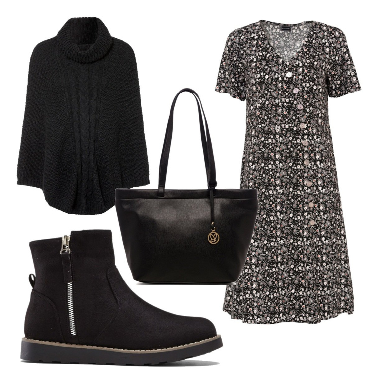 Outfit donna - Total look #1485940. Stile Etnico per Tutti i giorni. Abbinamento con stivaletti, vestiti midi/longuette, cappotti, borse a spalla.