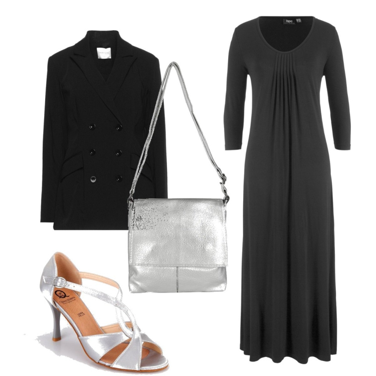 Outfit donna - Glamour #13372. Stile Glamour per Cerimonia. Abbinamento con vestiti lunghi, blazer, borse a tracolla, sandali in pelle.