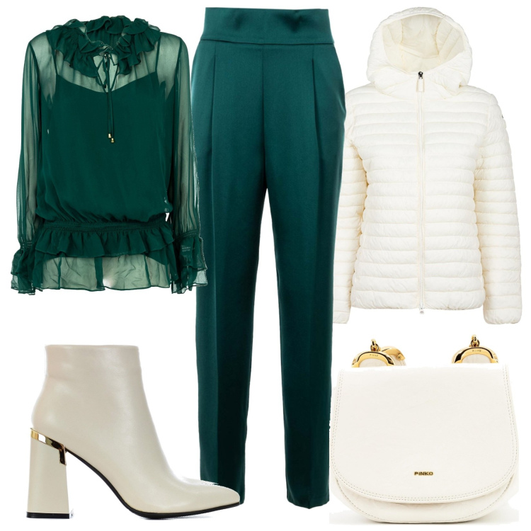 Outfit donna - OFF-Market - Christmas Edition 2022. Stile Casual chic per Serata fuori. Abbinamento con stivaletti, pantaloni, bluse, piumini, borse a tracolla.