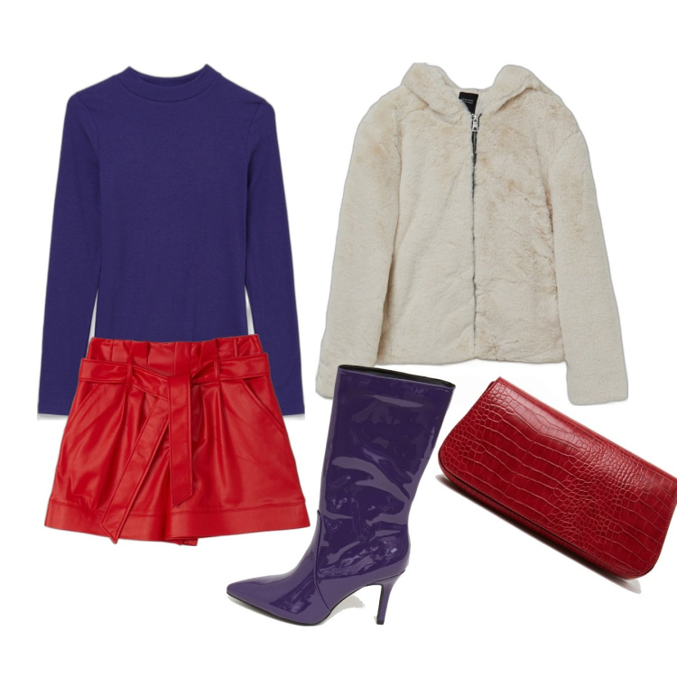 Outfit donna - Total look #1486435. Stile Trendy per Serata fuori. Abbinamento con t-shirt, stivali, bermuda, borse a spalla, giacche.