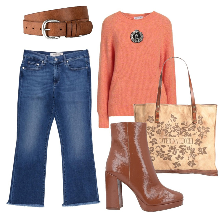Outfit donna - Corto alla caviglia. Stile Casual per Tutti i giorni. Abbinamento con cinture, pullovers, stivaletti, borse a mano, jeans.