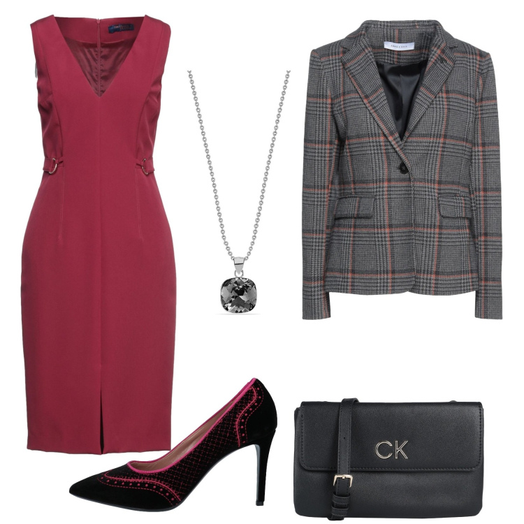 Outfit donna - Natale bantoa. Stile Bon Ton per Serata fuori. Abbinamento con décolleté, vestiti midi/longuette, blazer, borse a tracolla, ciondoli.