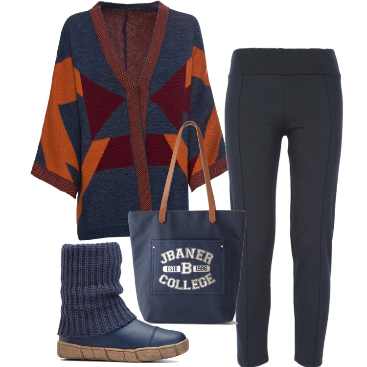 Outfit donna - Curvy in tutta comodità. Stile Basic per Tutti i giorni. Abbinamento con maglieria, stivaletti, shopping bag, pantaloni.