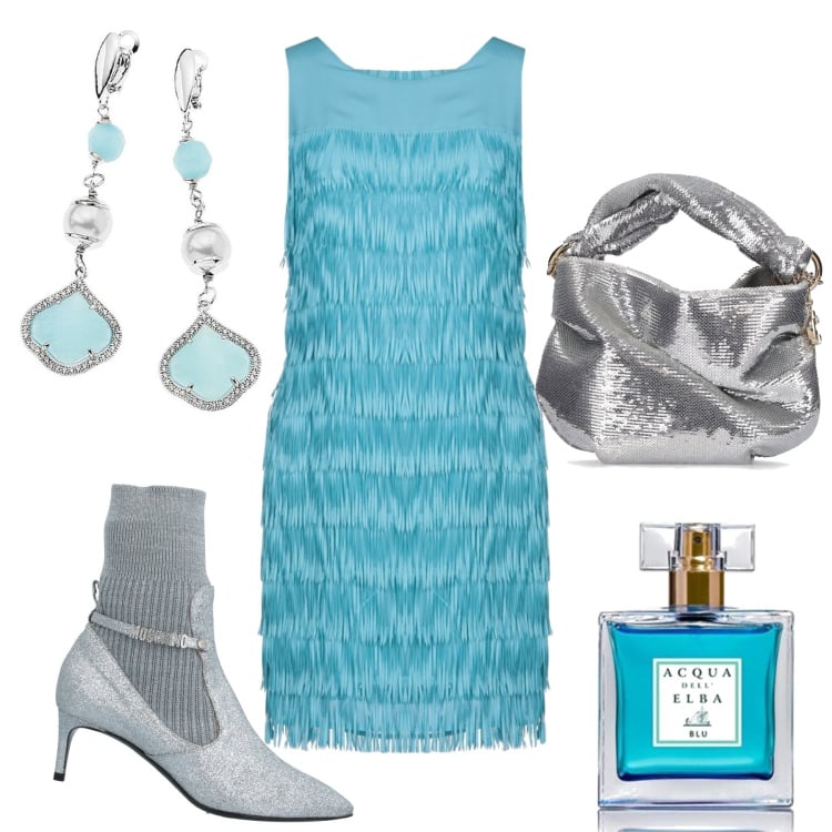 Outfit donna - La scarpa che non ti aspetti. Stile Trendy per Serata fuori. Abbinamento con stivaletti, vestiti corti, orecchini, profumi, borse a mano.