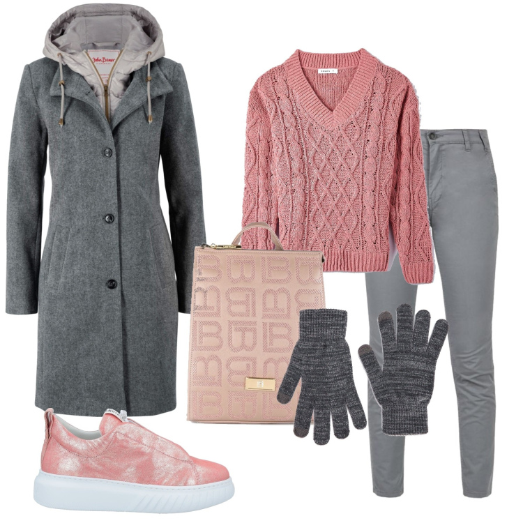 Outfit donna - Total look #1489569. Stile Casual per Scuola/Università. Abbinamento con cappotti, sneakers, maglieria, guanti, pantaloni, zaini.