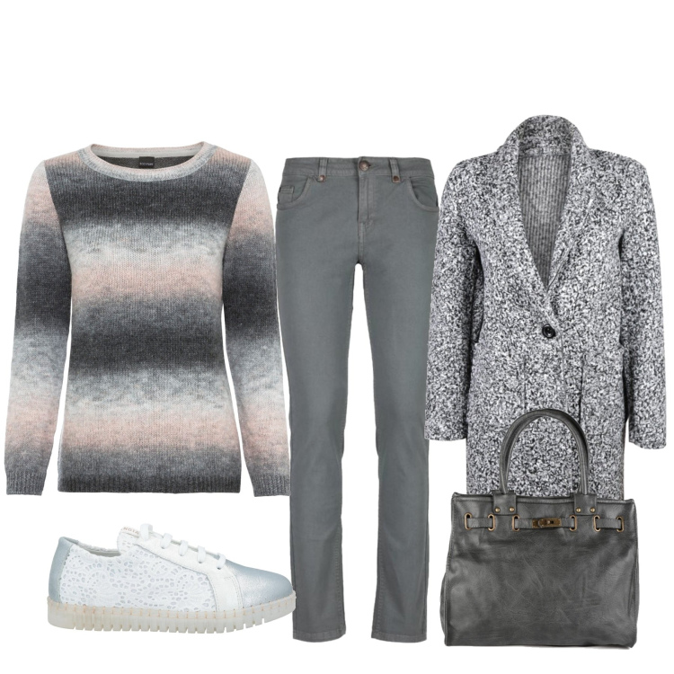 Outfit donna - Total look #1490036. Stile Basic per Tutti i giorni. Abbinamento con maglieria, sneakers, cappotti, pantaloni, borse a mano.