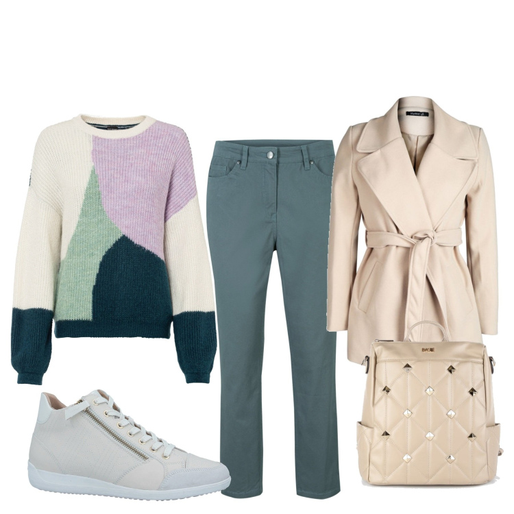 Outfit donna - Total look #1490050. Stile Basic per Tutti i giorni. Abbinamento con pantaloni, maglieria, sneakers, cappotti, zaini.
