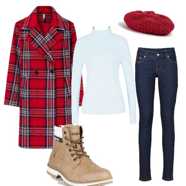 Outfit donna - Outfit per le more. Stile Casual chic per Tutti i giorni. Abbinamento con jeans skinny, cappotti, maglieria, stivaletti, cappelli con visiera.