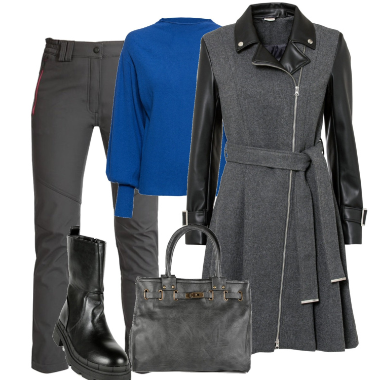 Outfit donna - In città. Stile Casual chic per Tutti i giorni. Abbinamento con maglieria, cappotti, stivaletti, pantaloni, borse a mano.