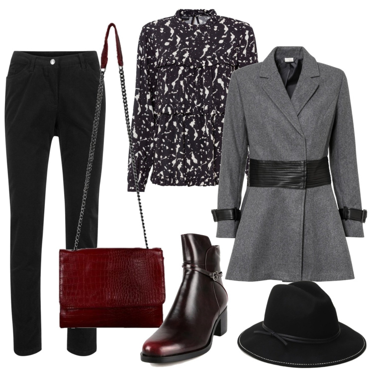 Outfit donna - Basic chic. Stile Basic per Tutti i giorni. Abbinamento con pantaloni, cappotti, bluse, stivaletti, borse a tracolla, cappelli.