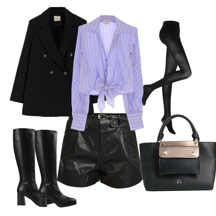 Outfit donna - Total look #1491623. Abbinamento con collant, stivali, borse a mano, shorts, camicie, giacche.
