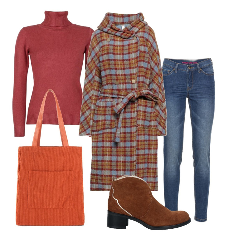Outfit donna - La shopper bag in velluto. Stile Casual chic per Tutti i giorni. Abbinamento con jeans skinny, shopping bag, cappotti, stivaletti, maglieria.