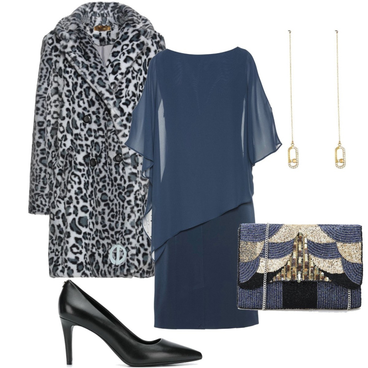 Outfit donna - Ultima serata danzante dell’anno. Stile Chic per Serata fuori. Abbinamento con vestiti a tubino, cappotti, orecchini, décolleté, pochette.