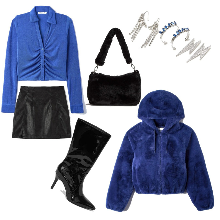 Outfit donna - Trendy frizzante Terranova. Stile Trendy per Serata fuori. Abbinamento con cappotti, gonne, camicie, borse a spalla, orecchini, stivali.
