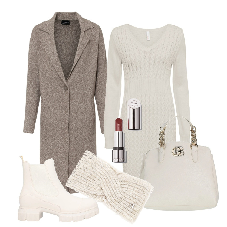 Outfit donna - Ghost outfitter - neve in città. Stile Trendy per Tutti i giorni. Abbinamento con vestiti, cappotti, borse a mano, stivaletti, rossetti, cappelli.