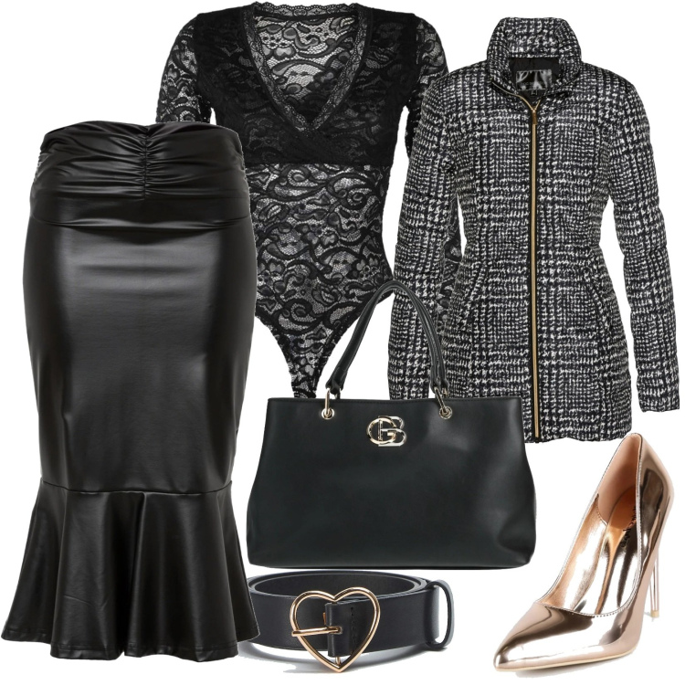 Outfit donna - Trendy #21420. Stile Trendy per Tutti i giorni. look ideale per Tall. Abbinamento con giacche, gonne, borse a mano, cinture, body, décolleté.