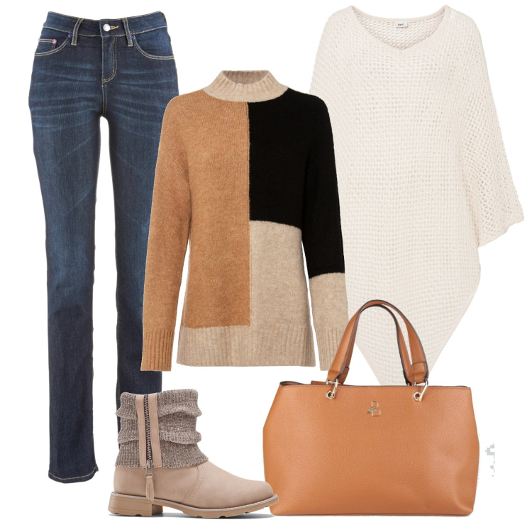 Outfit donna - Semplicità. Stile Basic per Tutti i giorni. Abbinamento con jeans dritti, maglieria, cappotti, stivaletti, borse a mano.