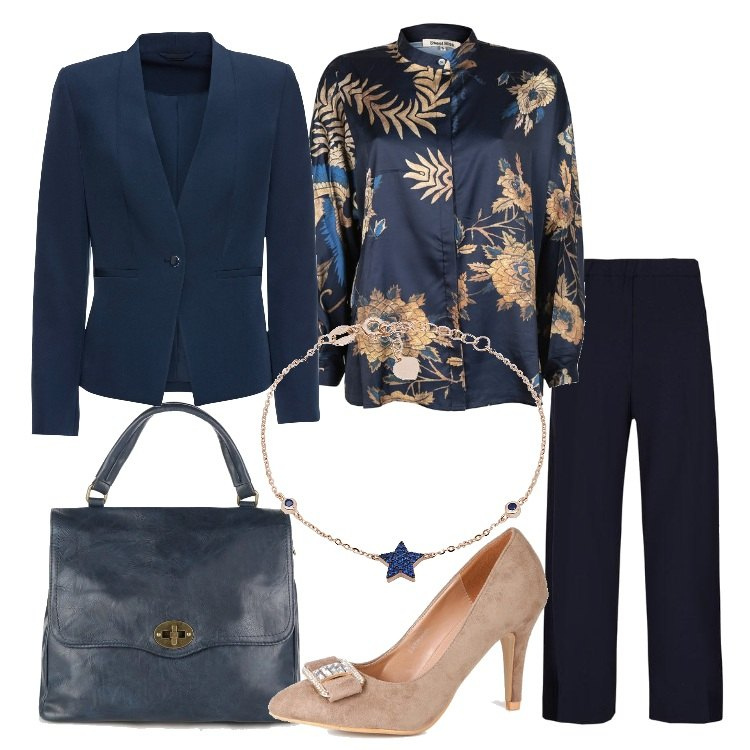 Outfit donna - La giacca corta elegante. Stile Chic per Ufficio. Abbinamento con blazer, camicie, pantaloni, scarpe col tacco, borse a mano, braccialetti.