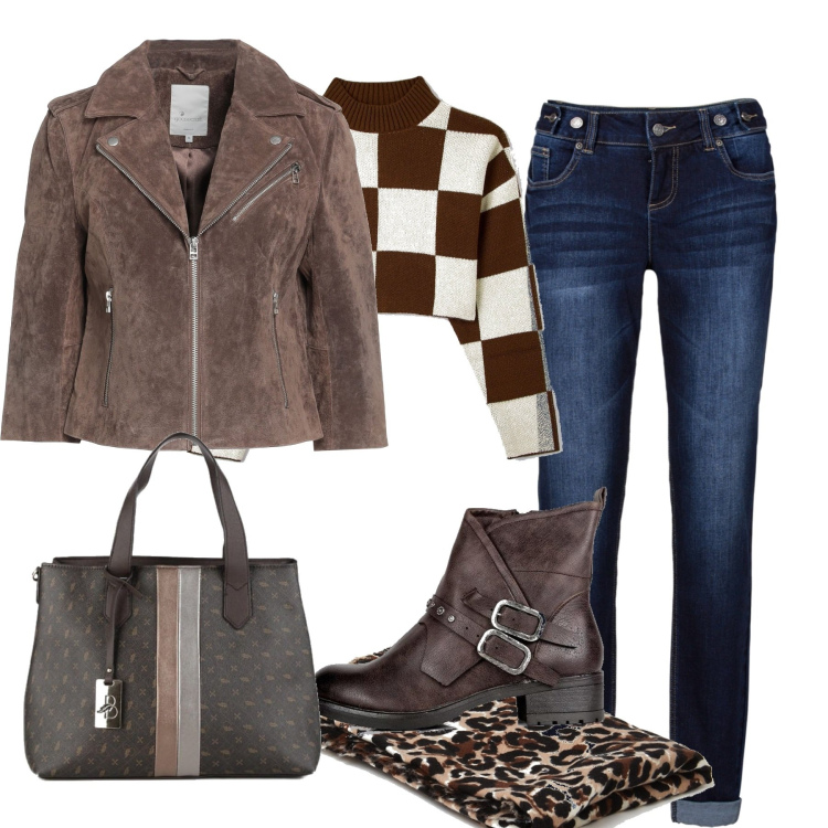 Outfit donna - Il pull a scacchi. Stile Casual per Tutti i giorni. Abbinamento con jeans boyfriend, giacche, maglieria, stivaletti, borse a mano, sciarpe.