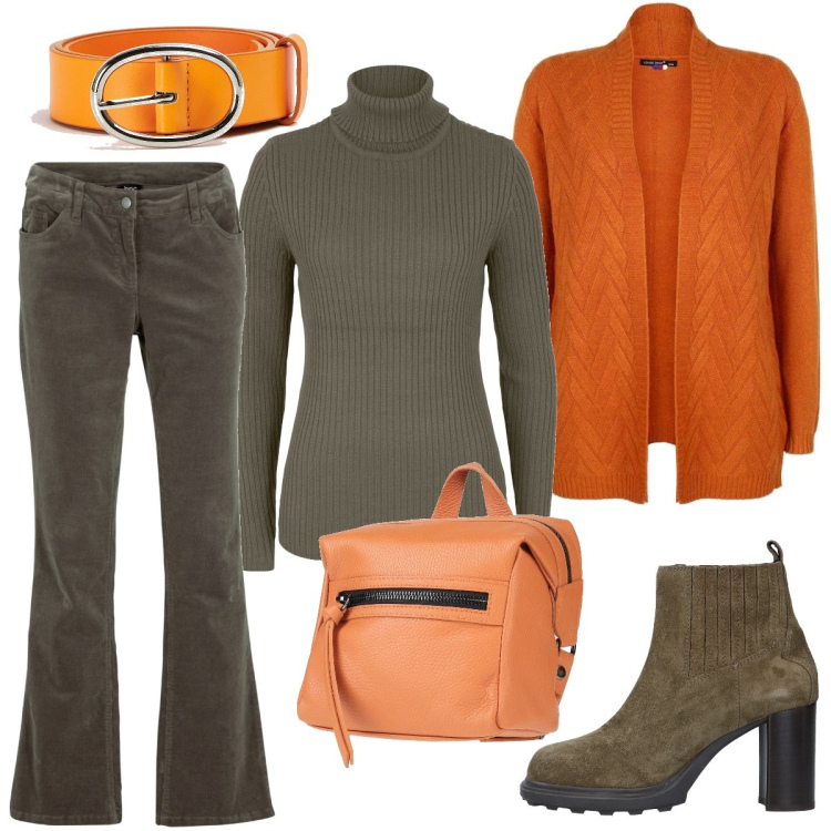 Outfit donna - Total look #1496938. Stile Urban per Tutti i giorni. Abbinamento con pantaloni, maglieria, stivaletti, zaini, cinture, cardigans.