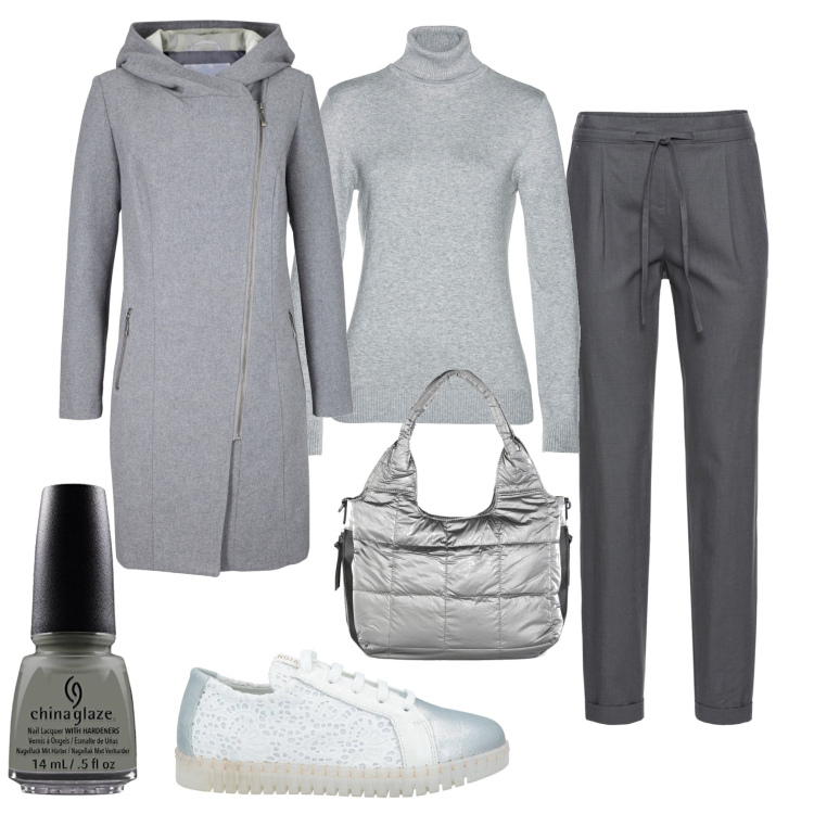 Outfit donna - Urban #10091. Stile Urban per Tutti i giorni. Abbinamento con sneakers, pantaloni, giacche, maglieria, borse a spalla, smalti.
