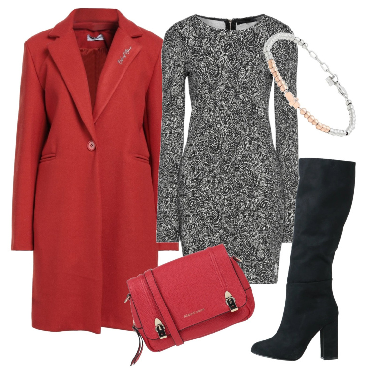 Outfit donna - Per la notte più lunga dell\'anno. Stile Sexy per Serata fuori. Abbinamento con vestiti corti, cappotti, stivali, borse a tracolla, braccialetti.
