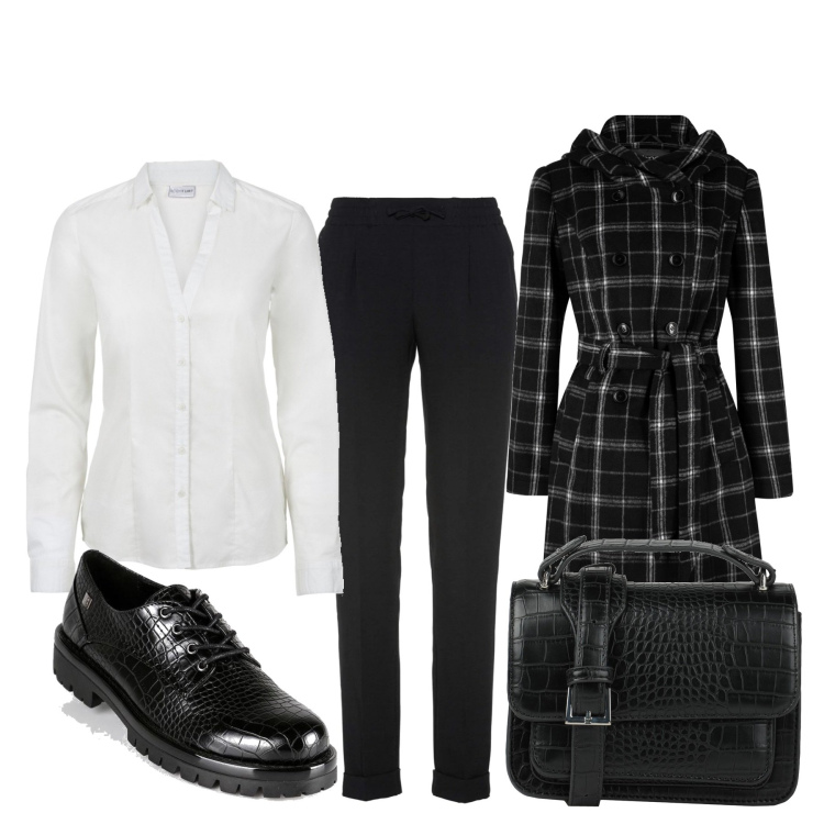 Outfit donna - Total look #1498370. Stile Basic per Tutti i giorni. Abbinamento con pantaloni, cappotti, camicie, borse a mano, francesine.