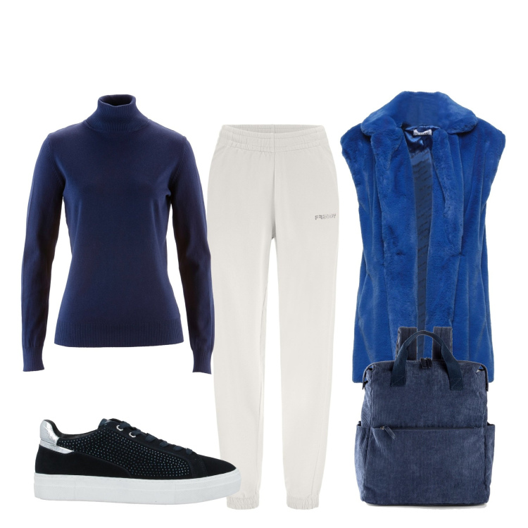 Outfit donna - Total look #1498377. Stile Urban per Tutti i giorni. Abbinamento con maglieria, zaini, cappotti, sneakers, pantaloni.