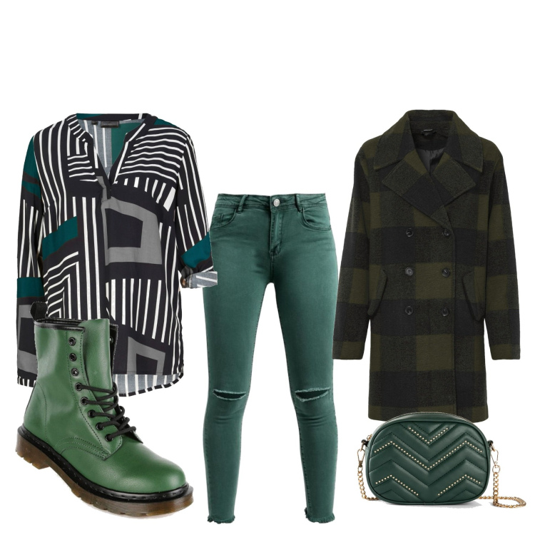 Outfit donna - Total look #1498792. Stile Basic per Tutti i giorni. Abbinamento con ballerine, tuniche, borse a tracolla, anfibi, pantaloni.