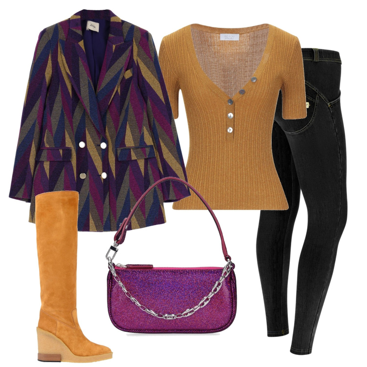 Outfit donna - Quel quid in più... Stile Casual chic per Tutti i giorni. Abbinamento con stivali, pullovers, pantaloni skinny, giacche, borse a spalla.