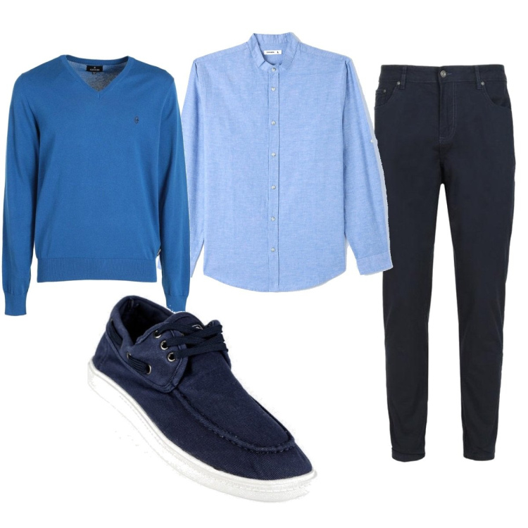 Outfit uomo - Total look #1499845. Stile Casual per Tutti i giorni. Abbinamento con camicie, pullovers, scarpe stringate, pantaloni.