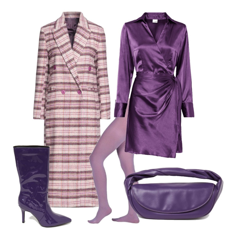 Outfit donna - Caban a doppio petto. Stile Casual chic per Ufficio. Abbinamento con vestiti, cappotti, pochette, stivali, collant.