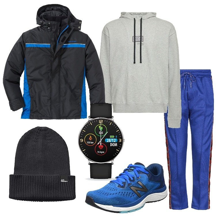 Outfit uomo - Mi rimetto in forma. Stile Casual per Sport. Abbinamento con giacche, pantaloni, orologi, felpe con cappuccio, scarpe sportive, berretti.
