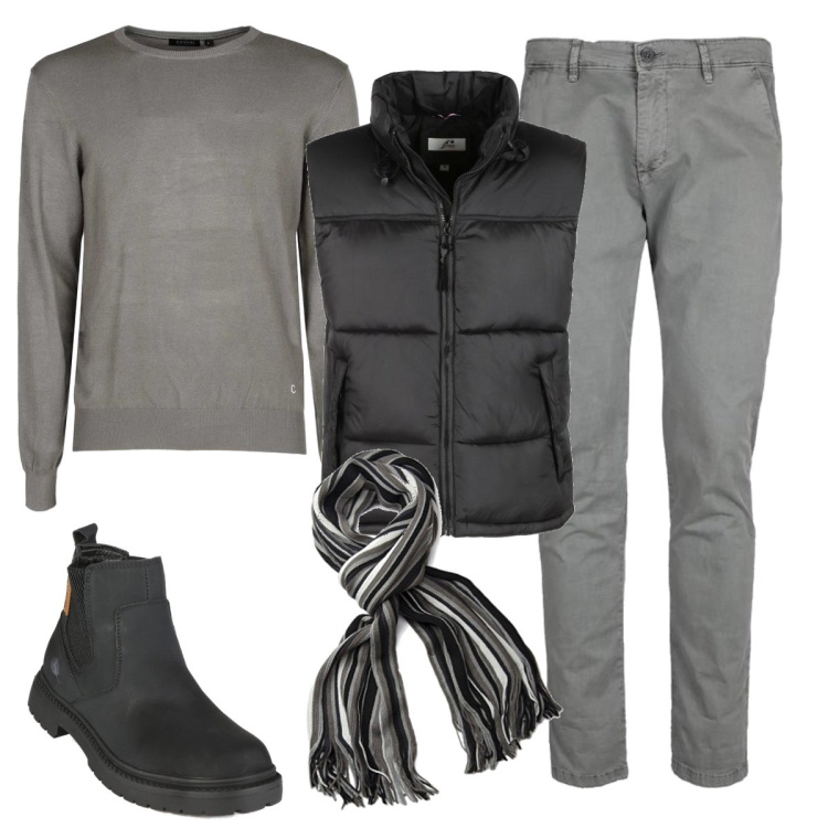 Outfit uomo - Alessandro. Stile Casual per Ufficio. Abbinamento con pantaloni, stivali e stivaletti, giacche, pullovers, sciarpe.