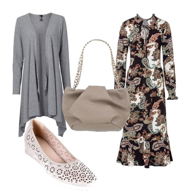 Outfit donna - Total look #1500827. Stile Boho per Tutti i giorni. Abbinamento con borse a mano, cardigans, vestiti, ballerine.
