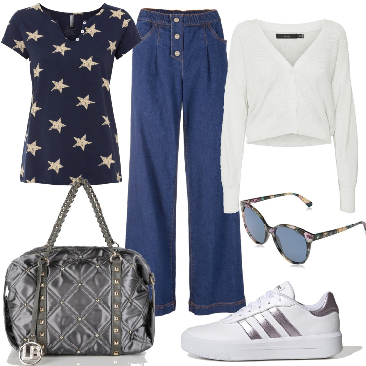 Outfit donna - Speciale pittarosso. Stile Trendy per Tutti i giorni. Abbinamento con maglieria, jeans, borse a mano, sneakers, cardigans, occhiali da sole.
