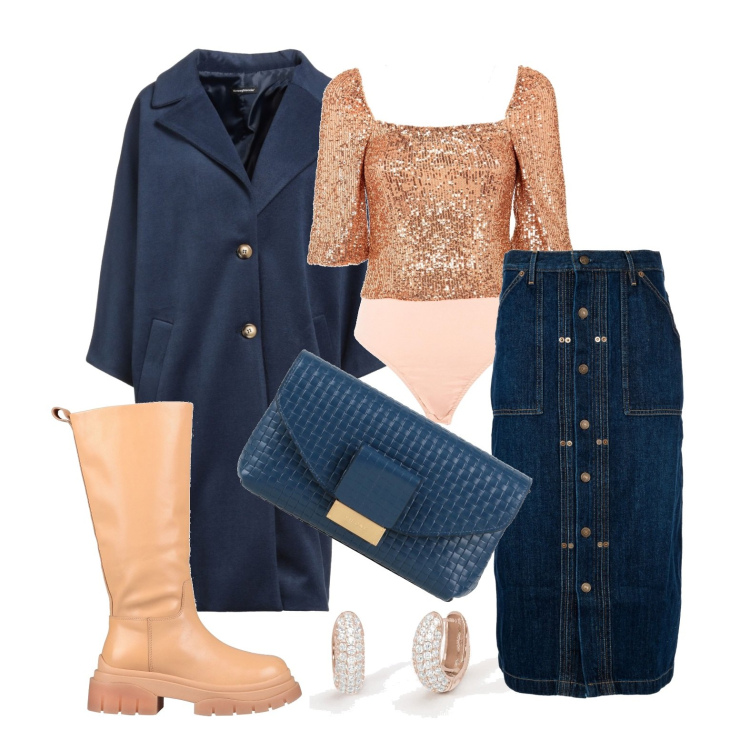 Outfit donna - Ghost outfitter - paillettes e jeans. Stile Casual chic per Tutti i giorni. Abbinamento con stivali, borse a mano, cappotti, orecchini, bluse, gonne lunghe.