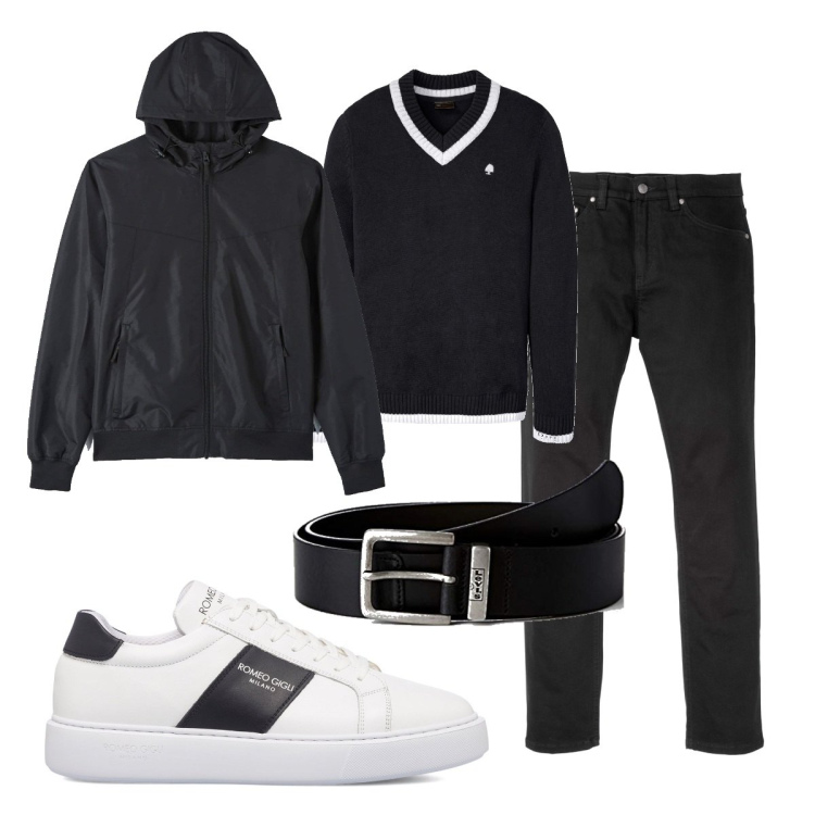 Outfit uomo - Trendy #274. Stile Trendy per Tutti i giorni. Abbinamento con jeans slim fit, maglieria, cappotti, sneakers, cinture.