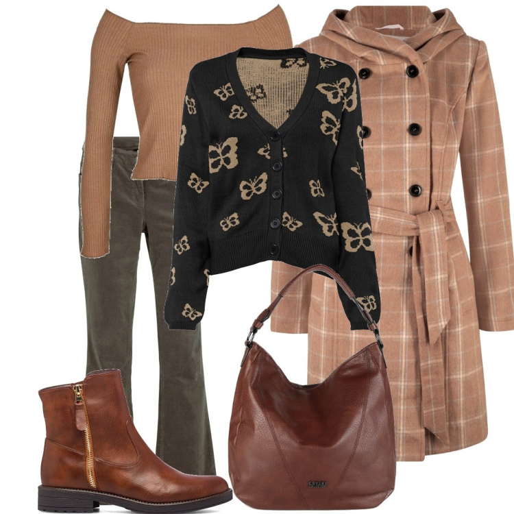 Outfit donna - Campagna inglese fuori Londra. Stile Casual per Tutti i giorni. Abbinamento con pantaloni, cardigans, cappotti, borse a spalla, t-shirt, stivaletti.