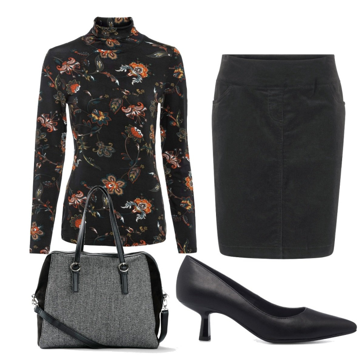 Outfit donna - Total look #1502204. Stile Chic per Ufficio. Abbinamento con gonne, borse a mano, maglieria, décolleté.