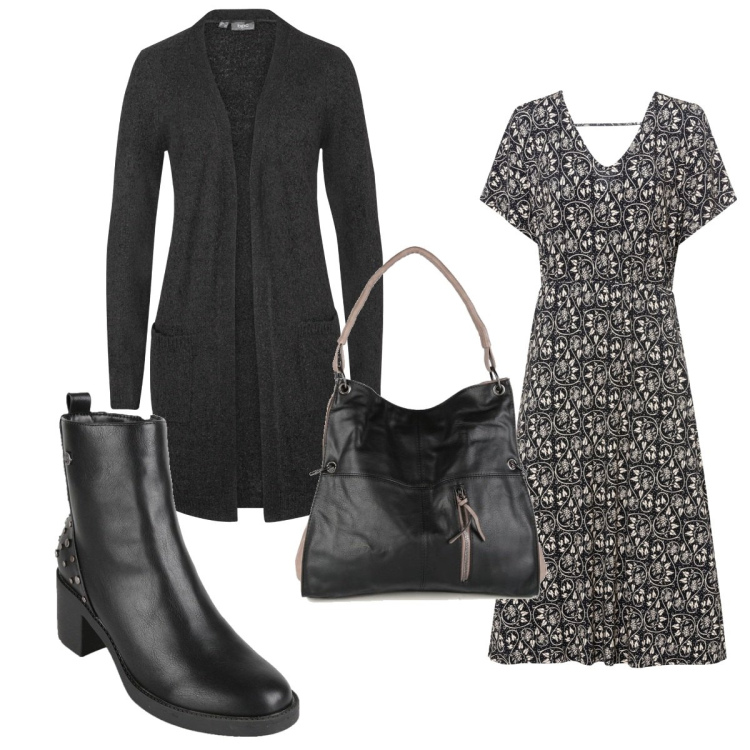 Outfit donna - Total look #1503691. Stile Romantica per Tutti i giorni. Abbinamento con cardigans, vestiti, borse a spalla, stivaletti.