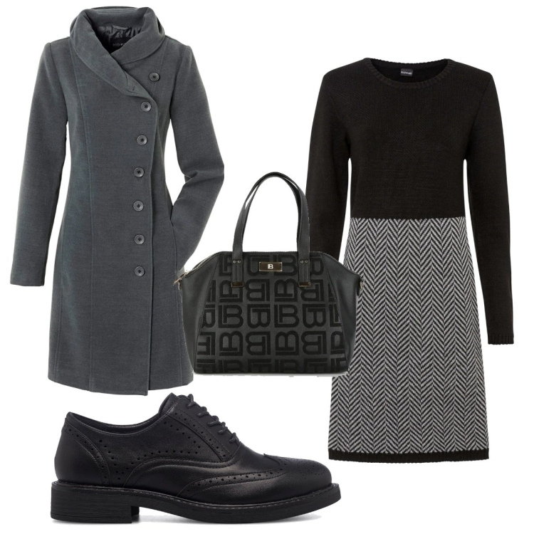 Outfit donna - Total look #1503717. Stile Trendy per Tutti i giorni. Abbinamento con cappotti, vestiti, borse a mano, scarpe stringate.